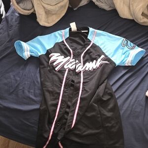 Black and Blue Miami Baseball Jersey